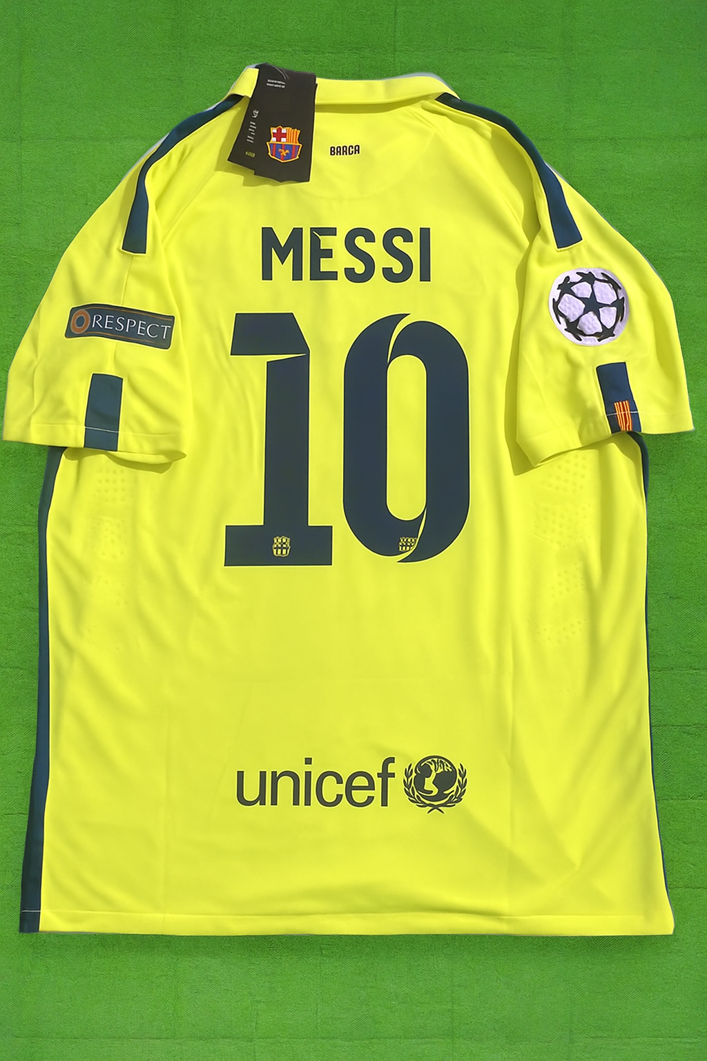 Lionel Messi Barcelona 14/15 Retro Yellow Jersey Maillot Trikot Maglia Soccer Shirt