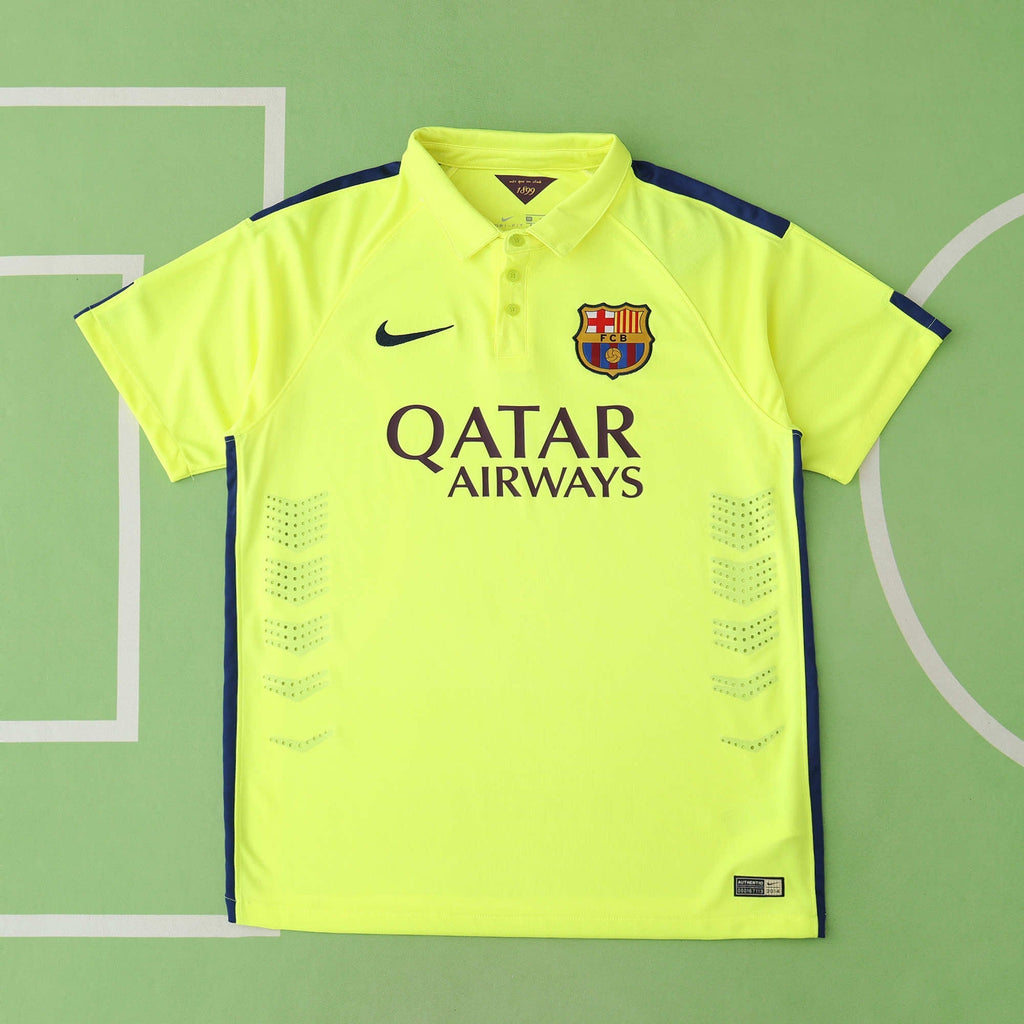 Lionel Messi Barcelona 14/15 Retro Yellow Jersey Maillot Trikot Maglia Soccer Shirt