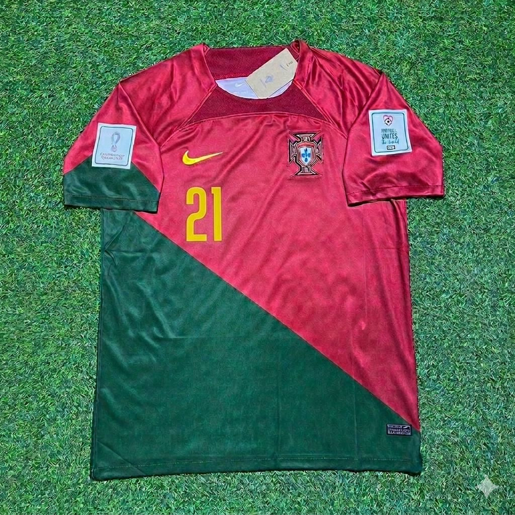 Diogo Jota #21 Portugal 2022 World Cup Home Retro Football Jersey