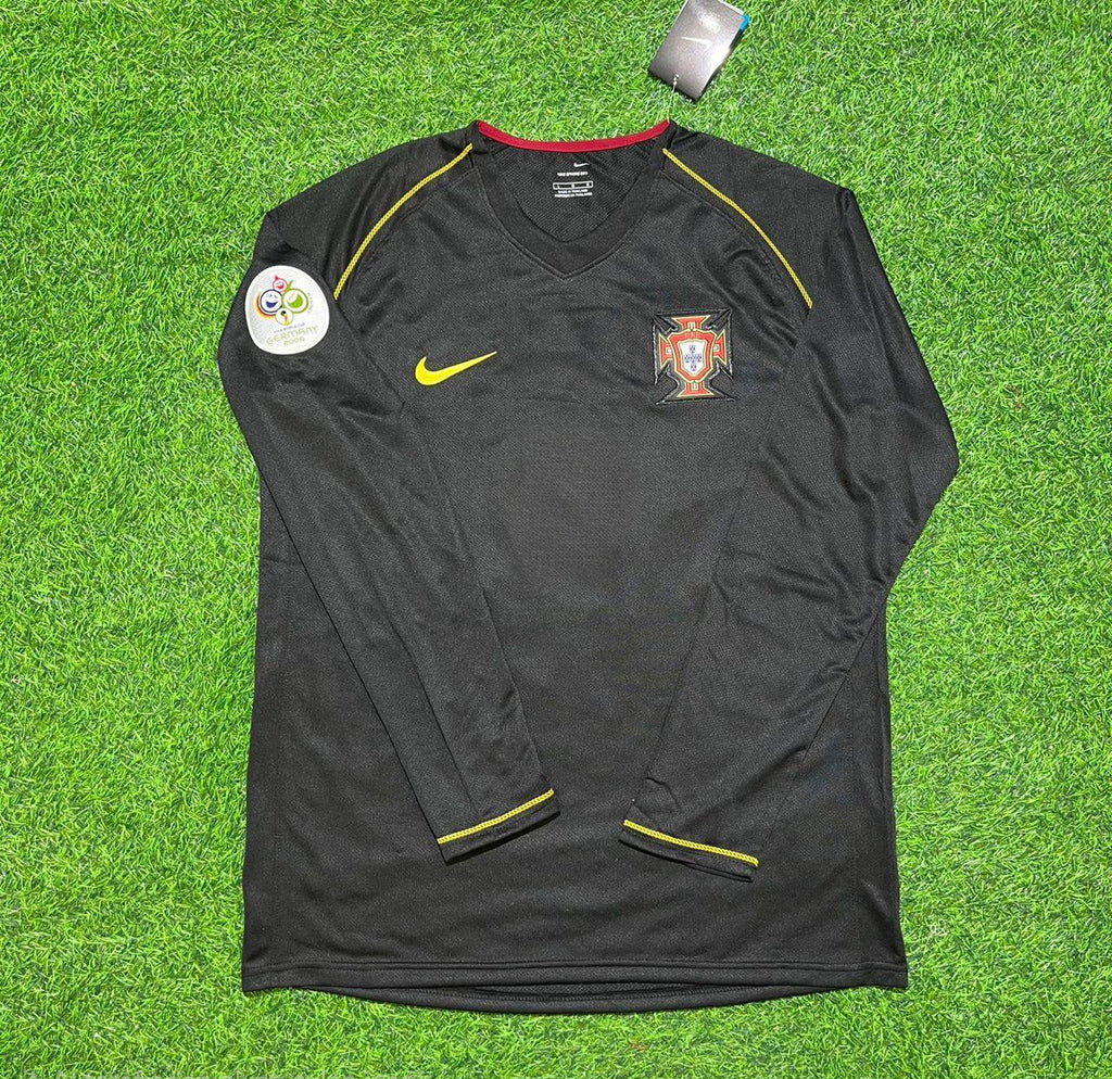 Portugal 2006 World Cup Long Sleeve Black Retro Football Jersey