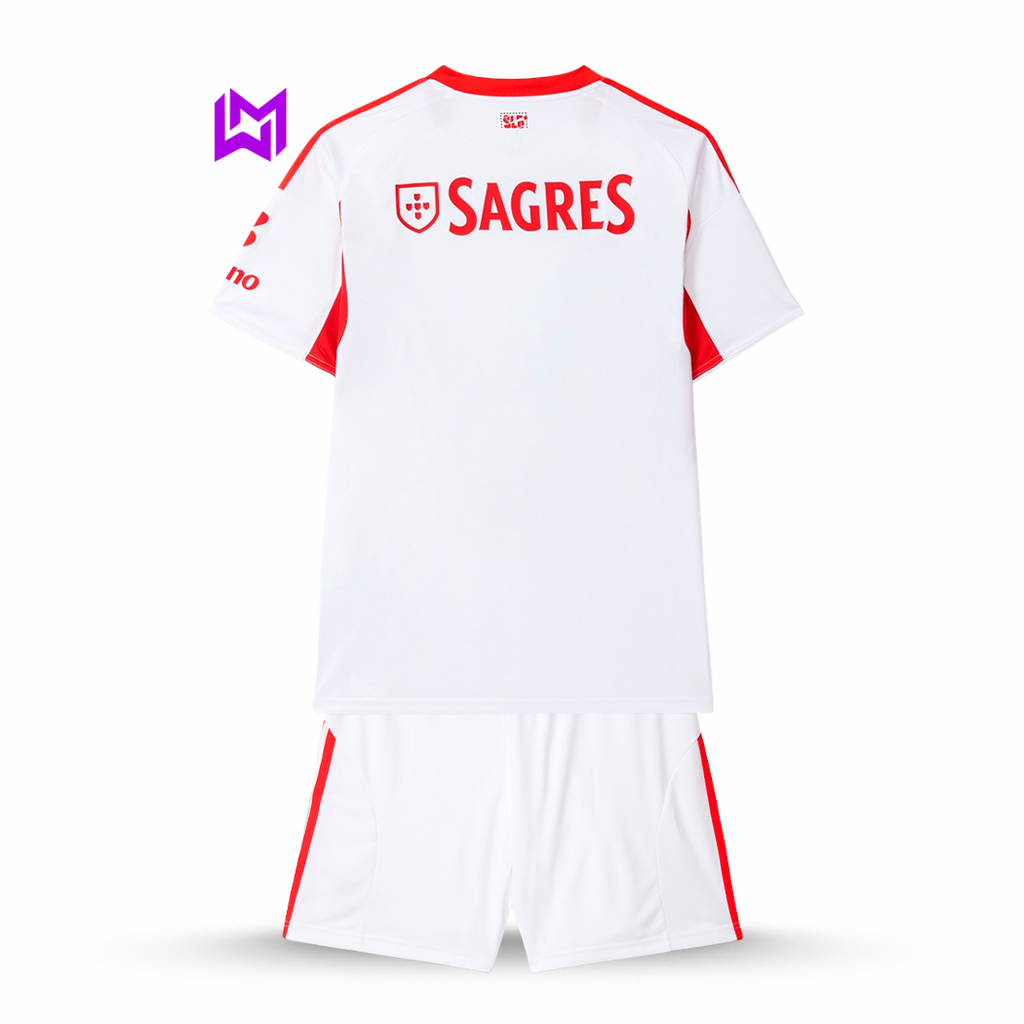 Conjunto Infantil Benfica Alternativa Branca 2025/26 - ÚLTIMAS UNIDADES! 🔥🦅