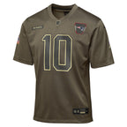 New England Patriots Drake Maye  Olive 2025 Salute to Service Game Jersey NFL