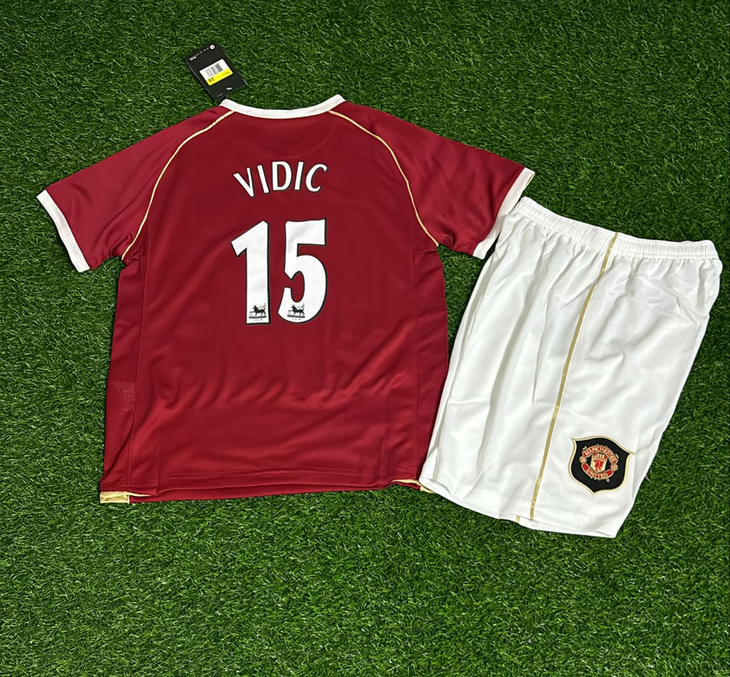 Nemanja Vidic Manchester United Kids 2006/07 Red Kit Soccer Jersey KinderTrikot Maglia Soccer Shirt