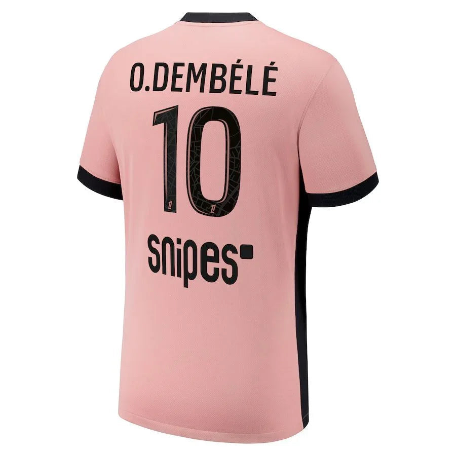 Paris Saint-Germain O.DEMBELE 10 Fan Jersey Third Jordan 2023/24 Patches UCL UEFA Foundation (Official Printing)