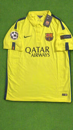 Lionel Messi Barcelona 14/15 Retro Yellow Jersey Maillot Trikot Maglia Soccer Shirt