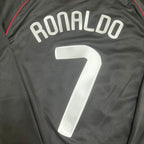 Cristiano Ronaldo Manchester United 2007/2008 CL Patch Black KIDS Retro Football Jersey Kit