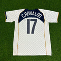 Cristiano Ronaldo 17 Portugal EURO 2004 Retro White Away Soccer Kit Jersey Trikot Soccer Shirt