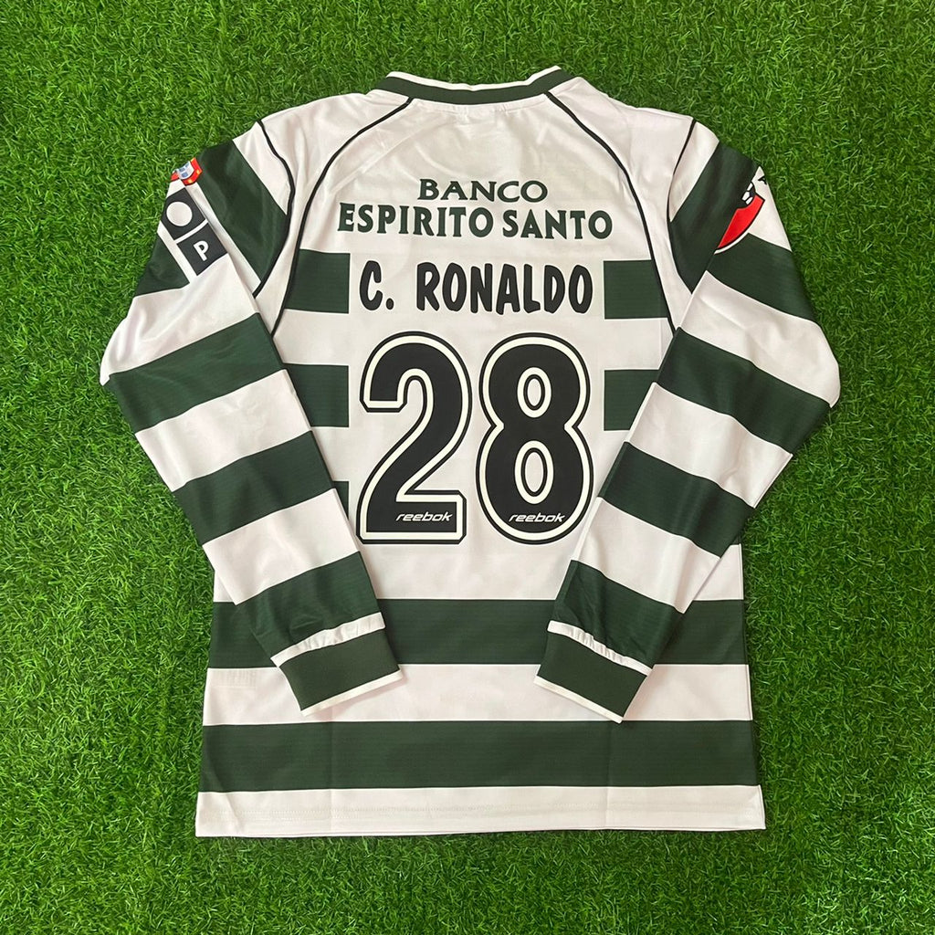 Cristiano Ronaldo Sporting Lisbon 2001 2003 First Season Long Sleeve Retro Jersey