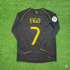 Luis Figo Portugal 2006 World Cup Long Sleeve Black Retro Football Jersey