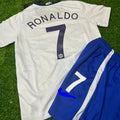 Cristiano Ronaldo Manchester United 2008/09 Away White Kids Kit – Kit Jersey for Children – | KinderTrikot | Maillot Enfant Soccer Shirt