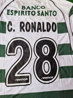 Cristiano Ronaldo Sporting Lisbon First Season Long Sleeve Retro Kids Jersey Soccer Shirt