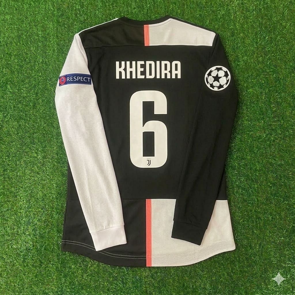 Sami Khedira 6- Juventus Long Sleeve 2019 2020 Retro White Black Jersey Trikot Maglia